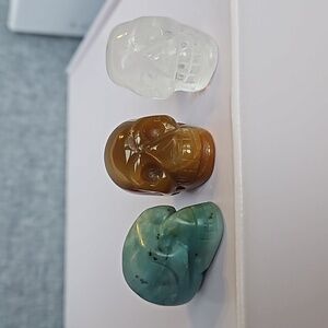 Mini skulls crystal set Amazonite agate clear quartz